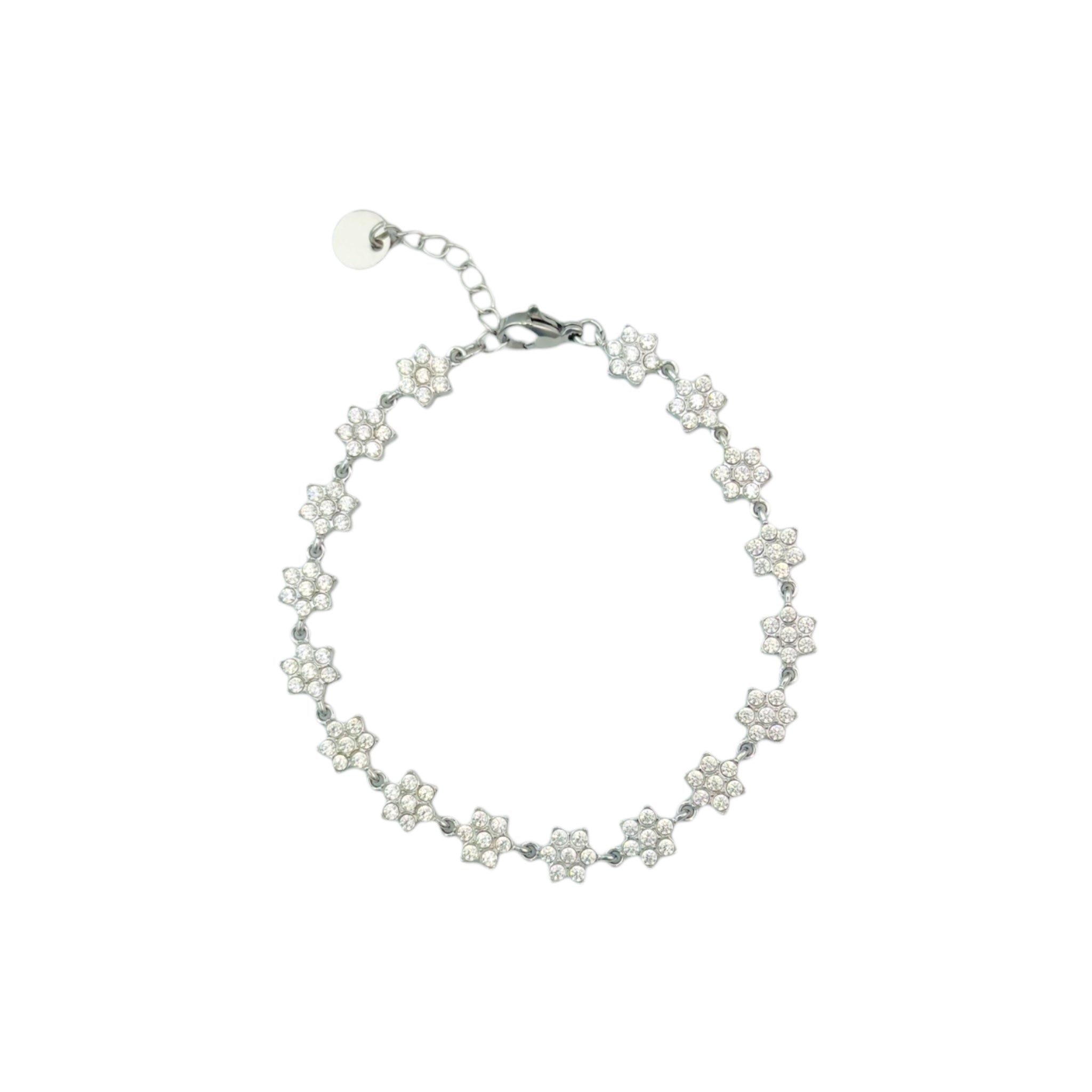 Flower strass armband Zilver SOFIZARE