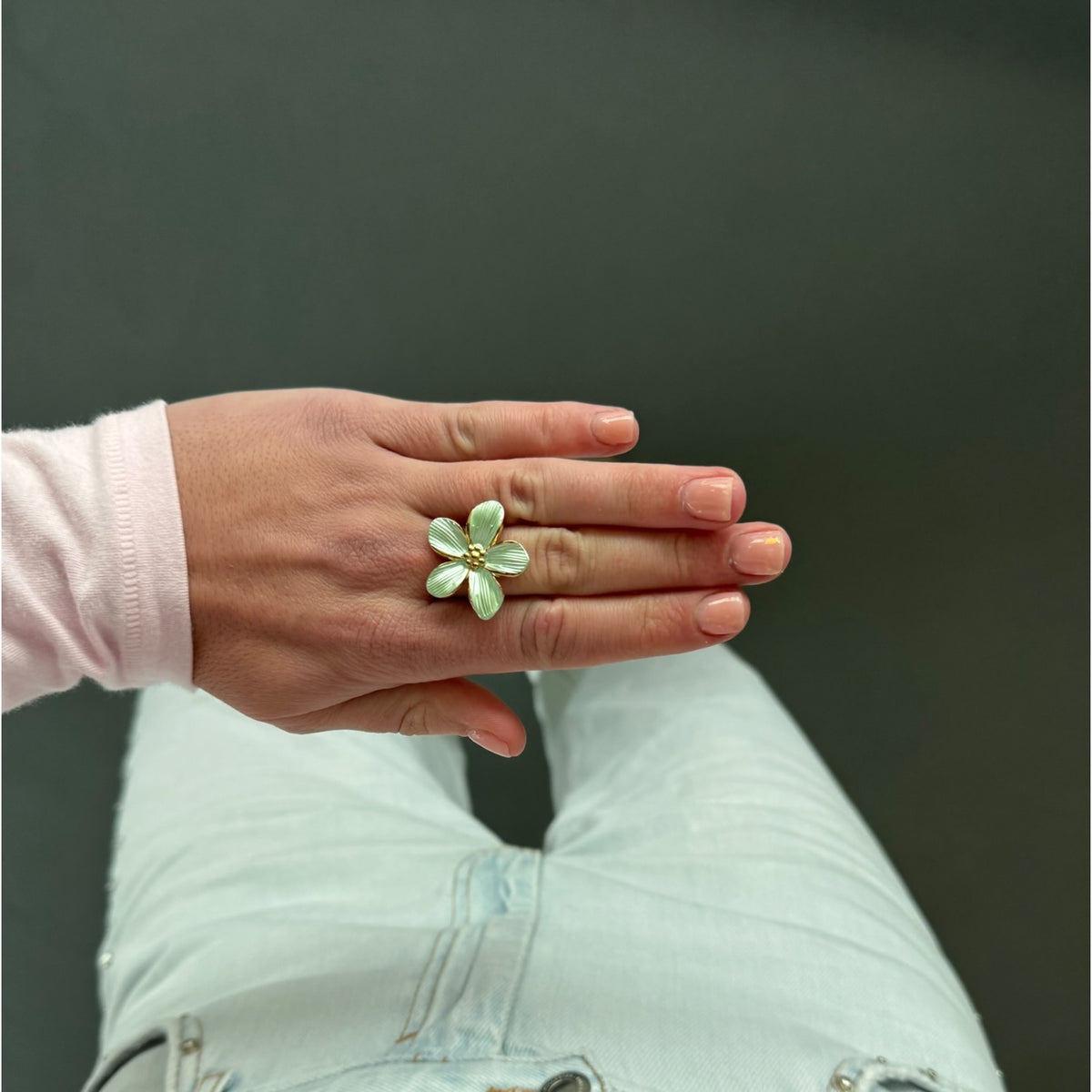 Happy flower ring Lichtgroen SOFIZARE