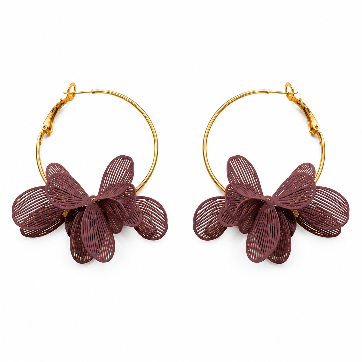Happy flowers hoops oorbellen Bruin SOFIZARE