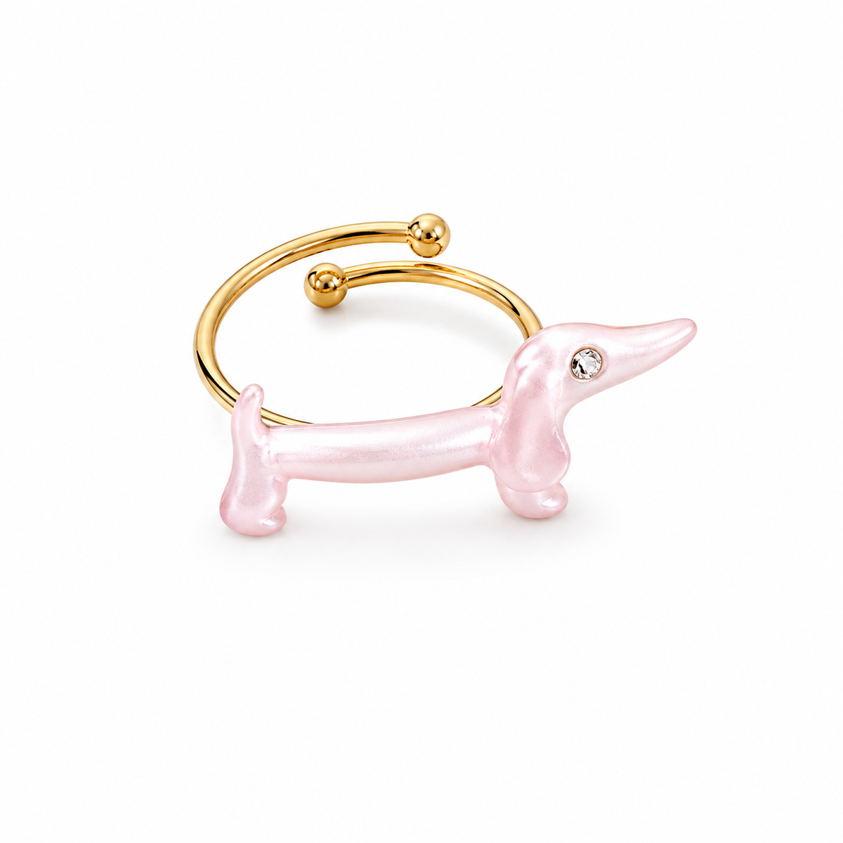 Happy teckel ring Roze SOFIZARE