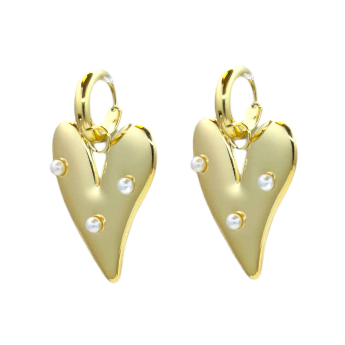 Hart met parels hangers oorbellen Goud SOFIZARE