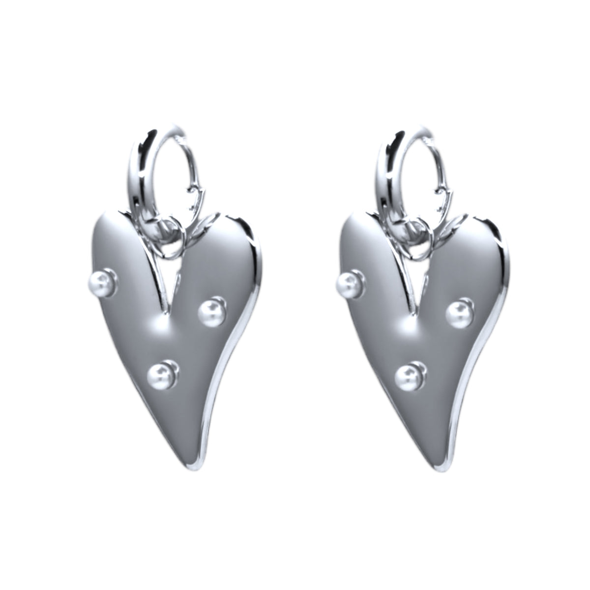 Hart met parels hangers oorbellen Zilver SOFIZARE