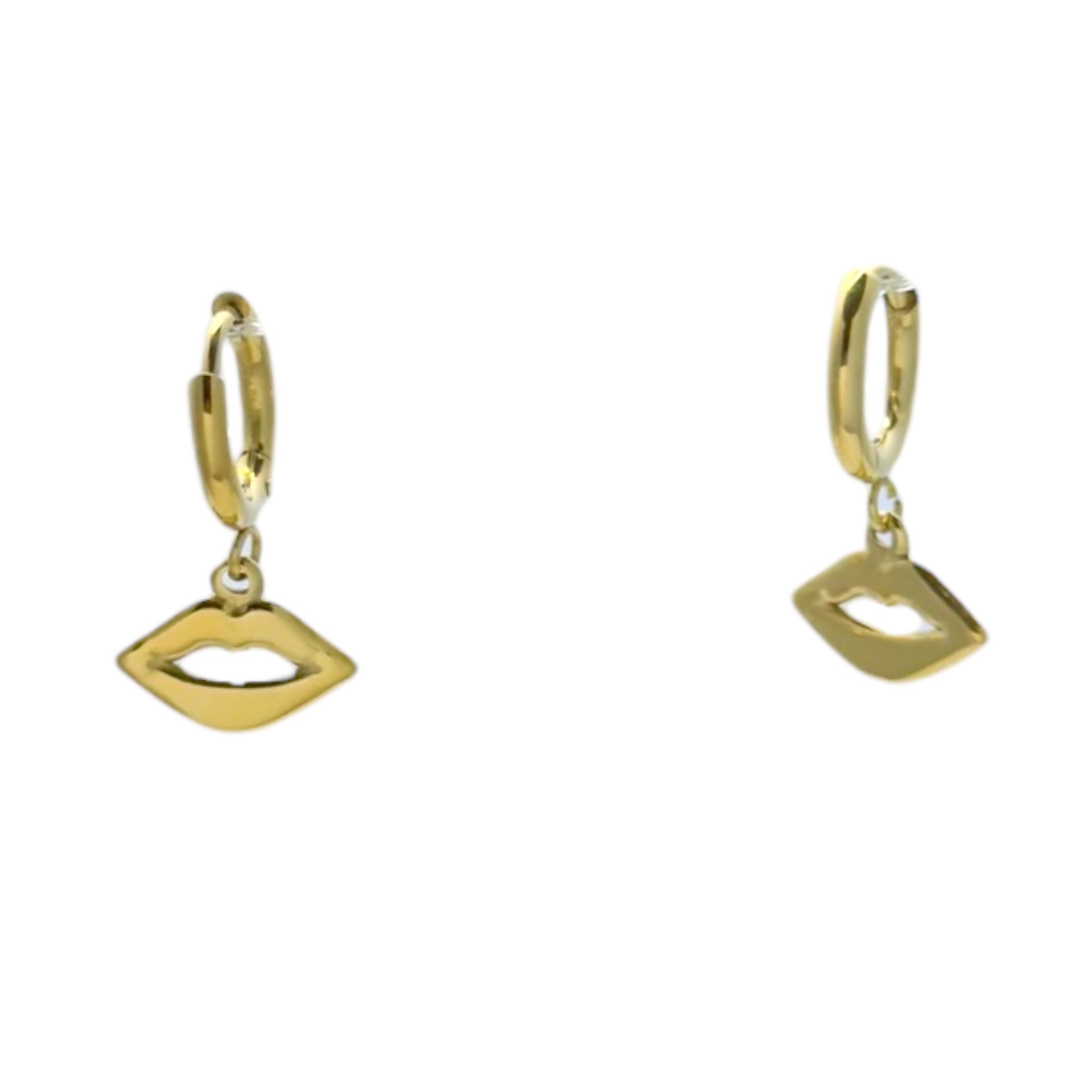Heart shaped lips hangers oorbellen Goud SOFIZARE