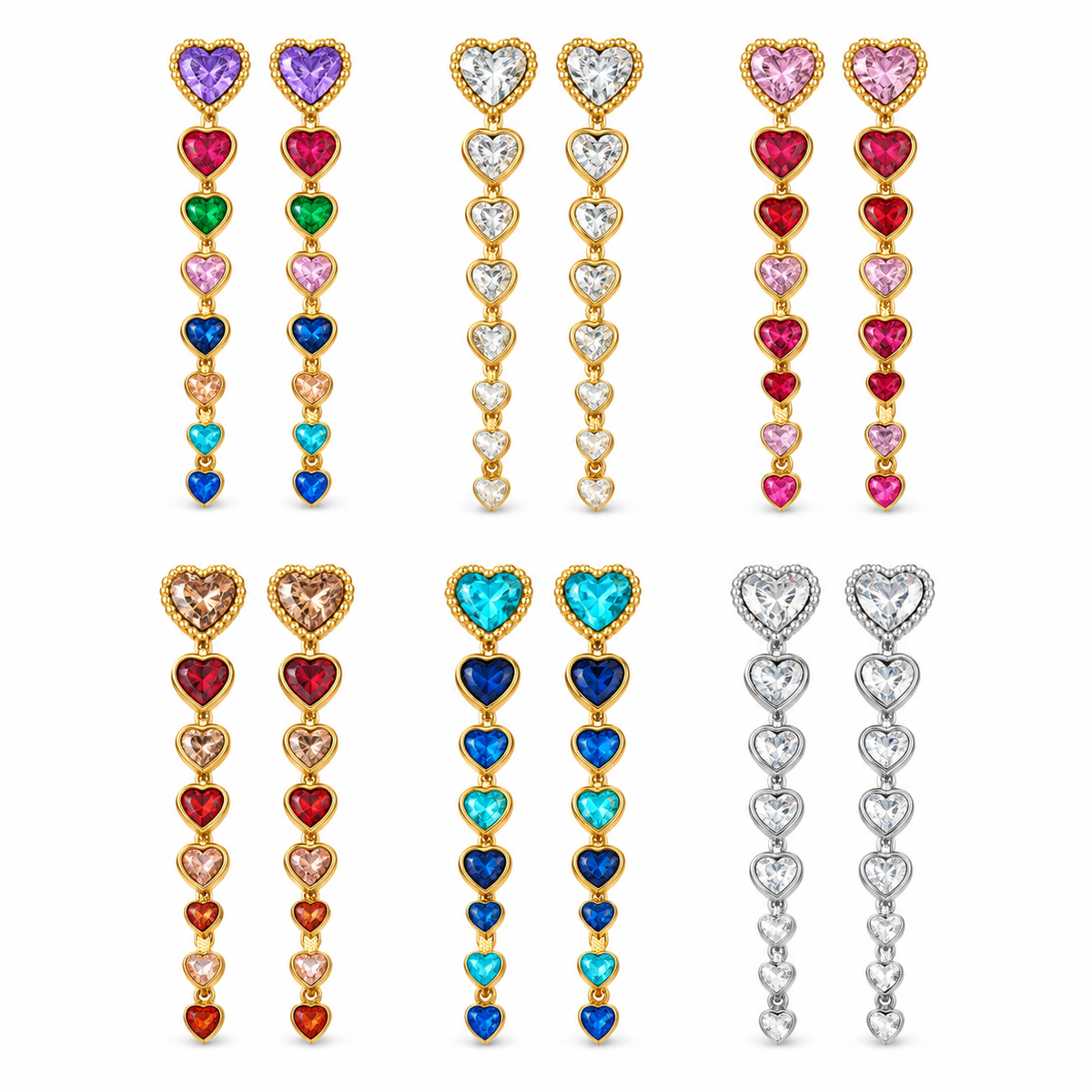 Heart stone strass oorbellen Goud SOFIZARE