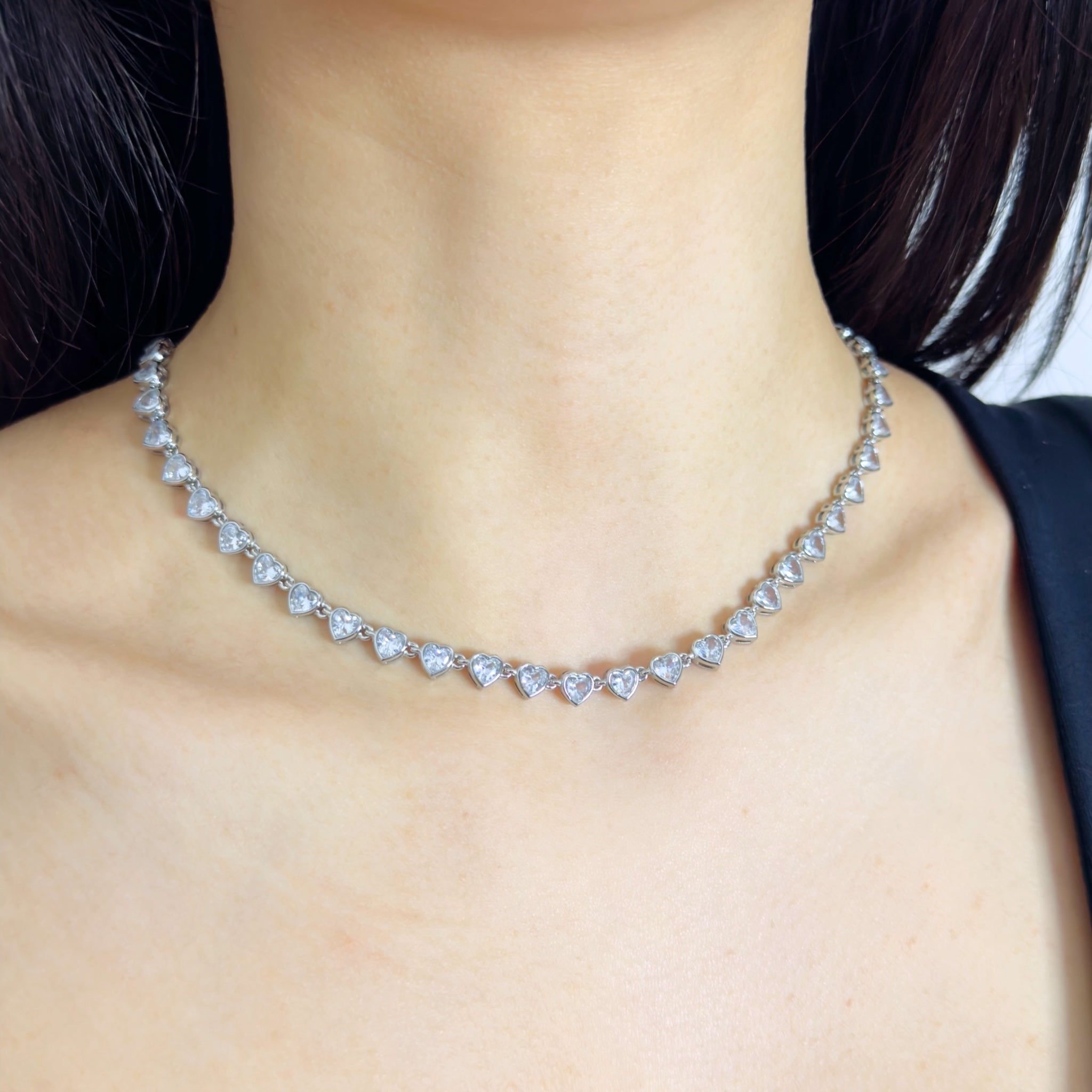 Heart strass ketting Zilver SOFIZARE