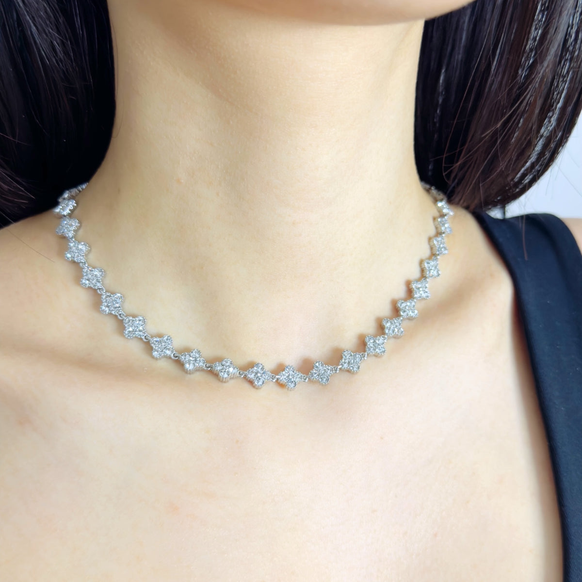 Klaver strass ketting Zilver SOFIZARE