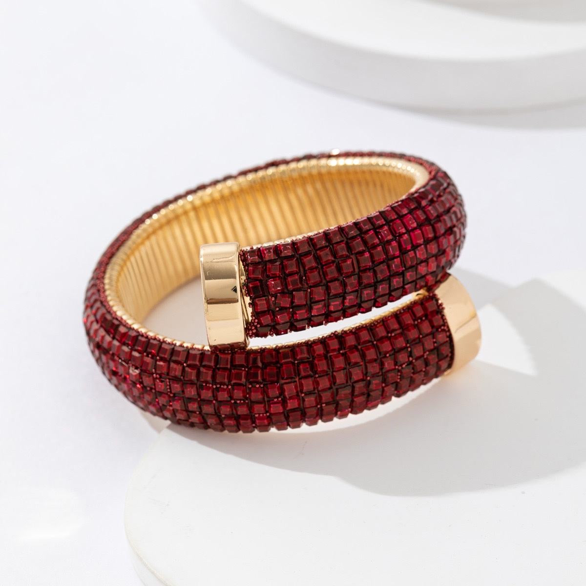 KOPER open strass armband Rood SOFIZARE
