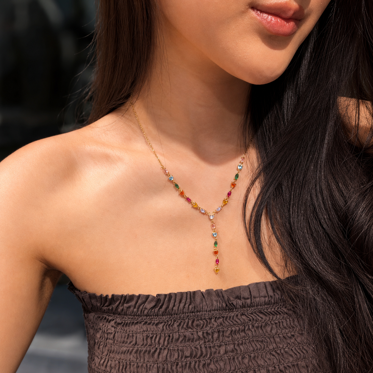 Mix stone Y ketting