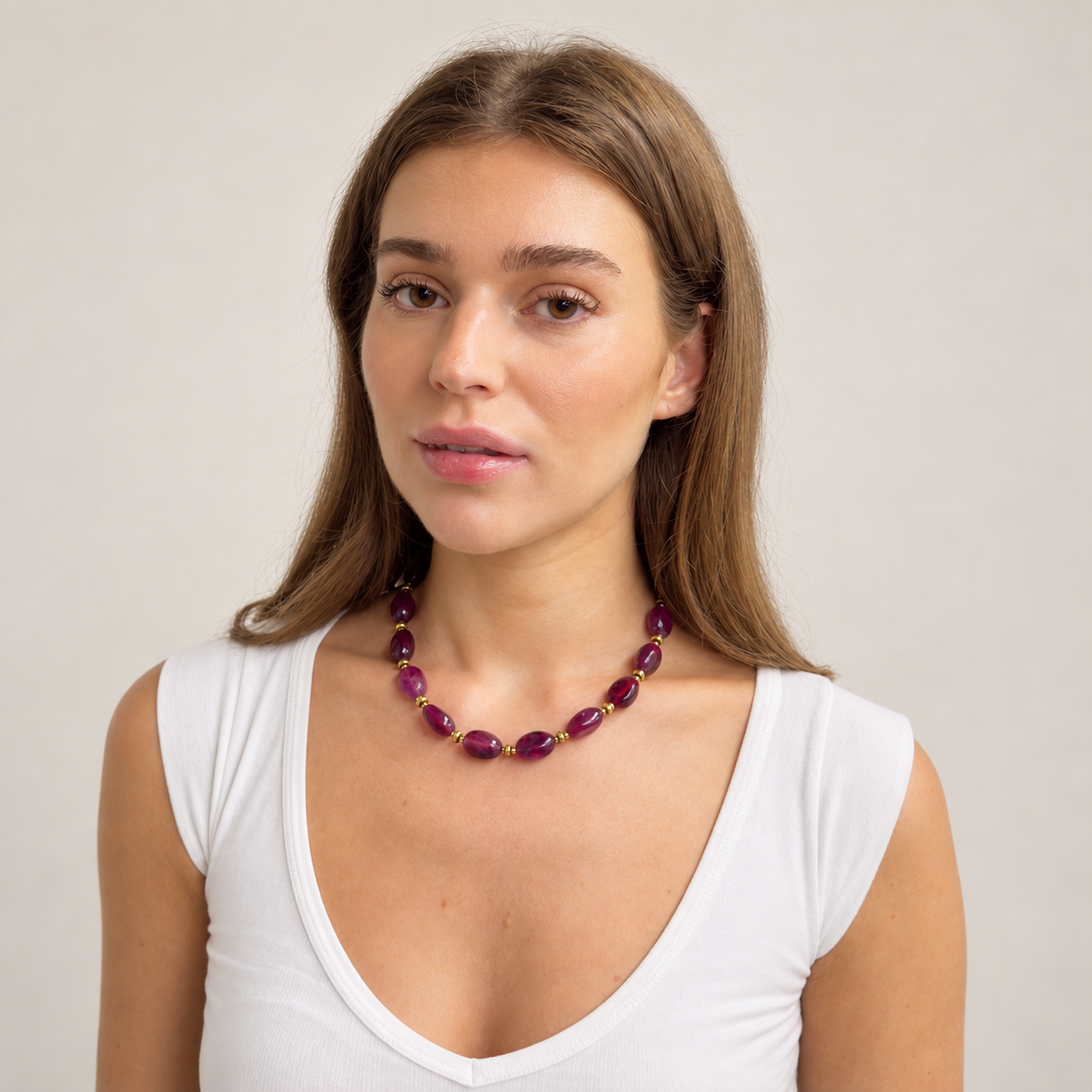 Oval beads ketting Paars SOFIZARE