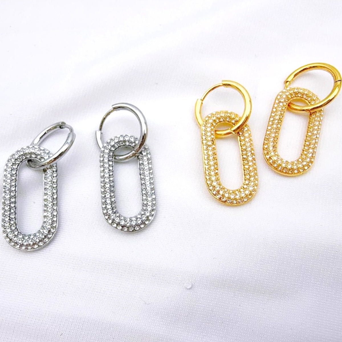 Oval stras hangers oorbellen Goud SOFIZARE