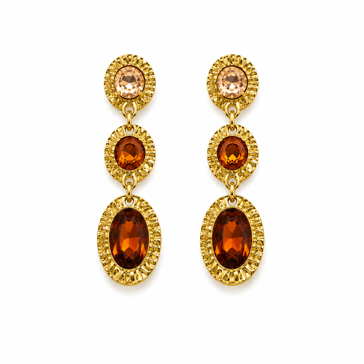 Ovally strass oorbellen Bruin SOFIZARE