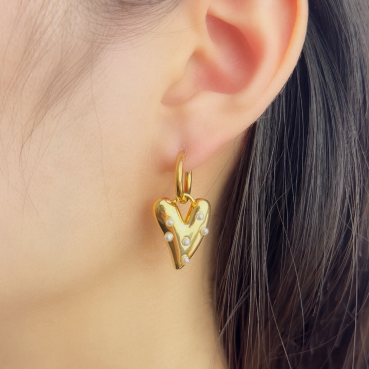 Parel hart hangers oorbellen Goud SOFIZARE