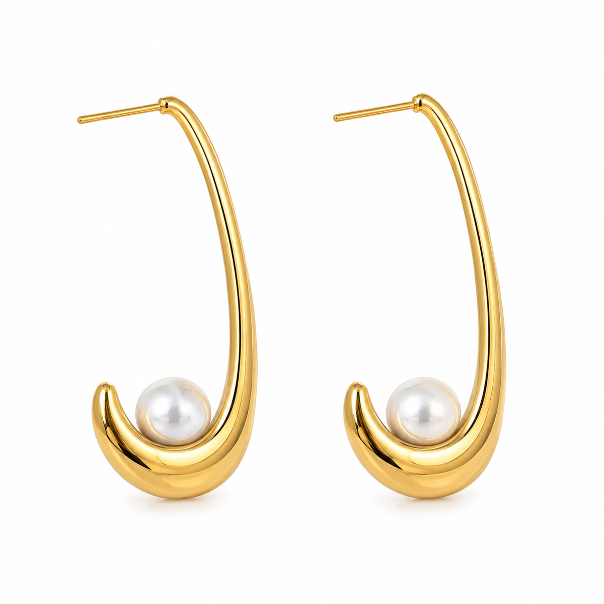 Parel hope hoops oorbellen Goud SOFIZARE