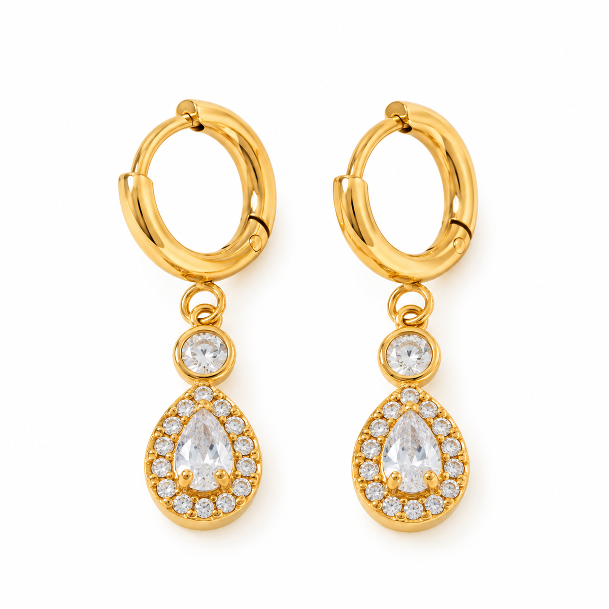 Pear strass hangers oorbellen Goud SOFIZARE