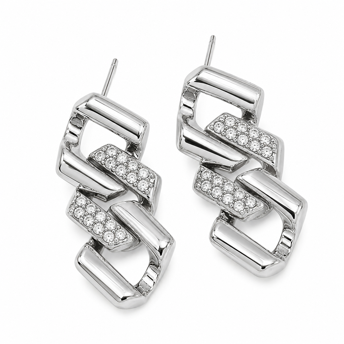 Screw strass oorbellen Zilver SOFIZARE