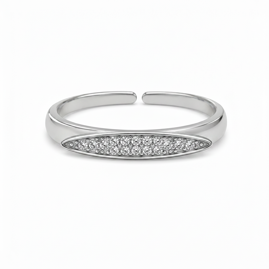 Stamp Strass Ring in Zilver