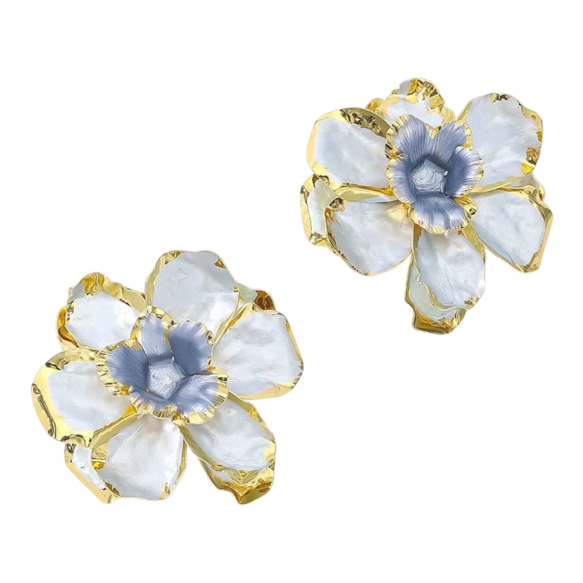 Statement flower studs oorbellen blauw Goud SOFIZARE