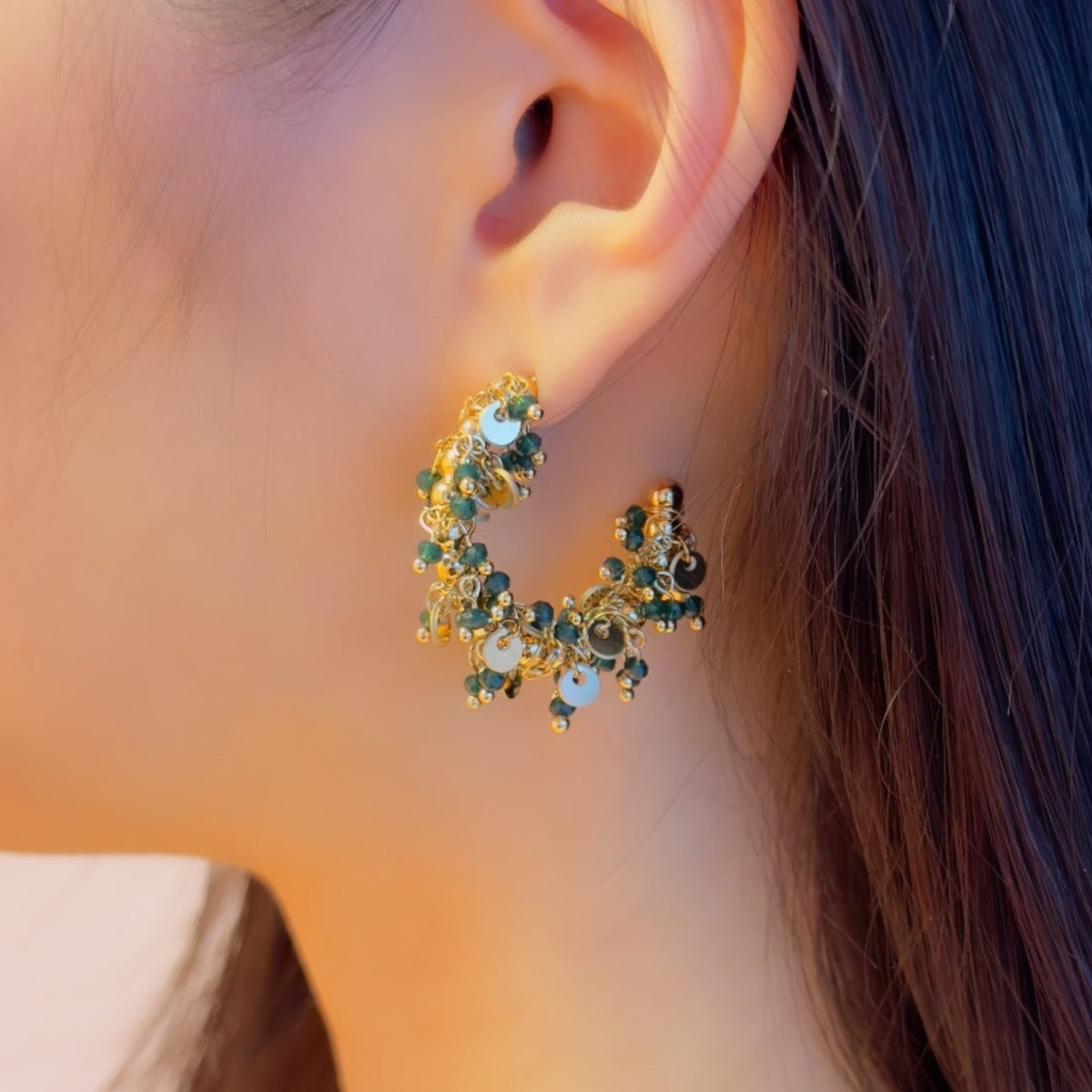 Statement happy hoops oorbellen Groen SOFIZARE