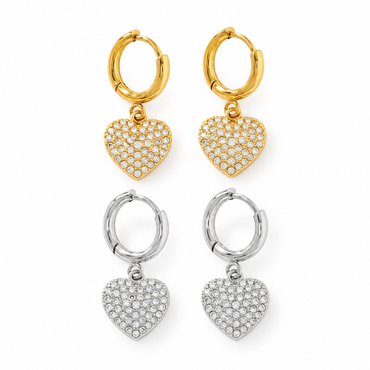 Strassy love hangers oorbellen Goud SOFIZARE