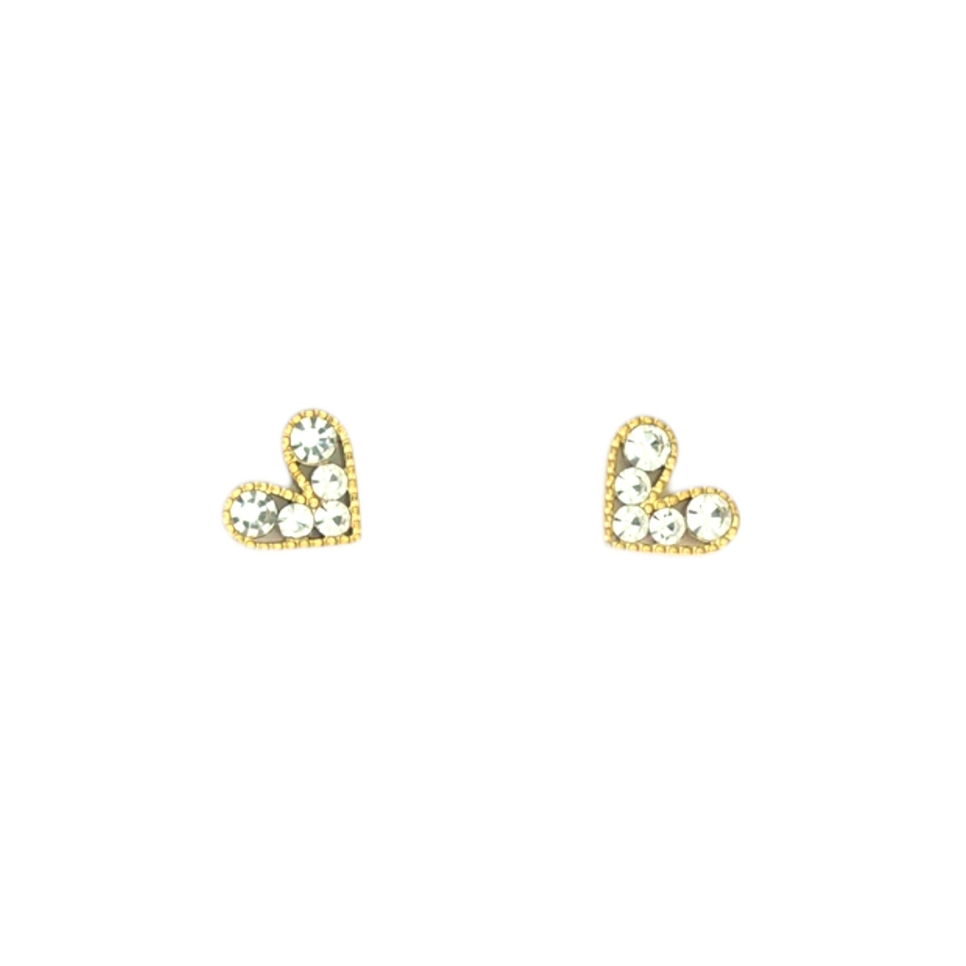 Stainless steel Rhinestone Hearts Earring