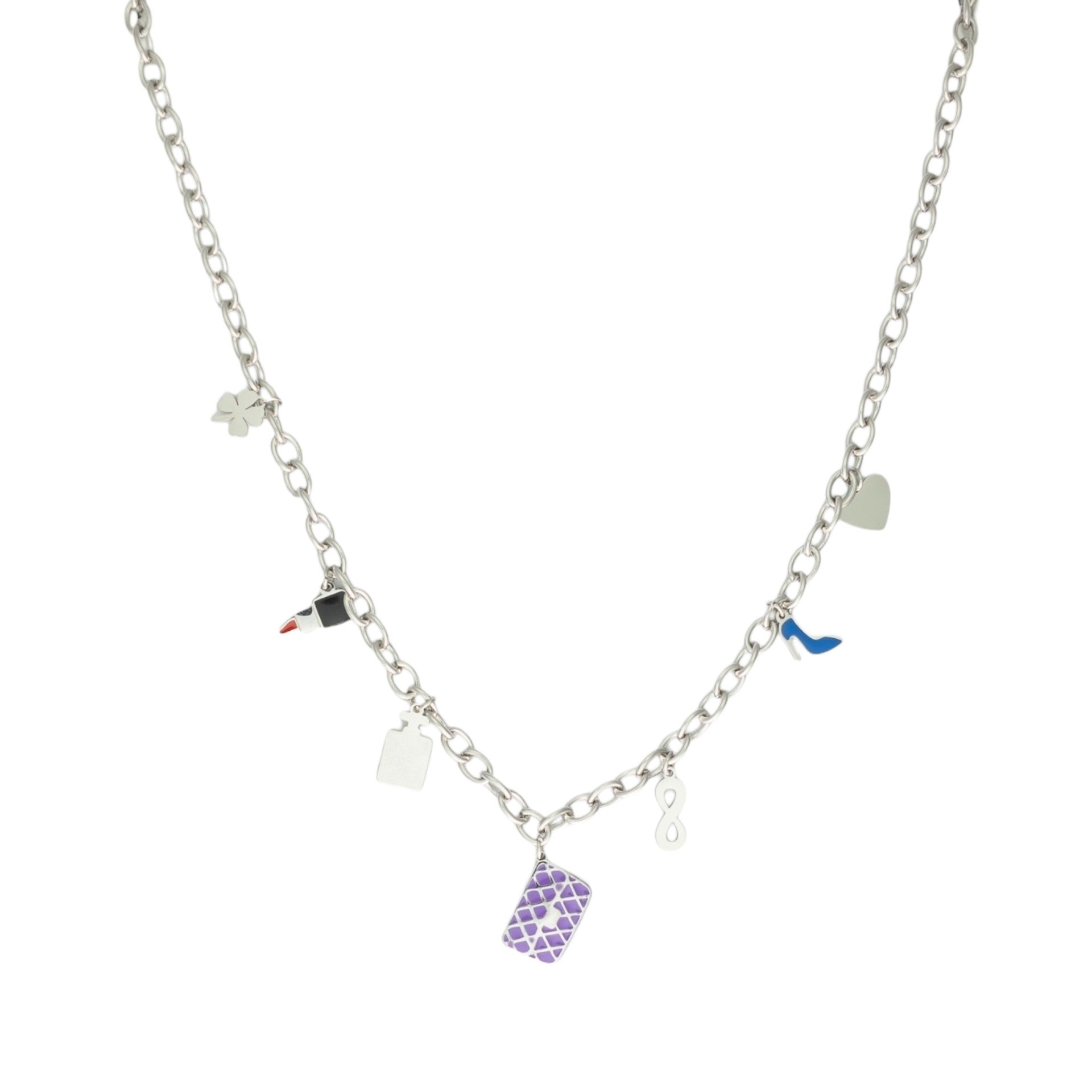 Charm necklace with colored charms