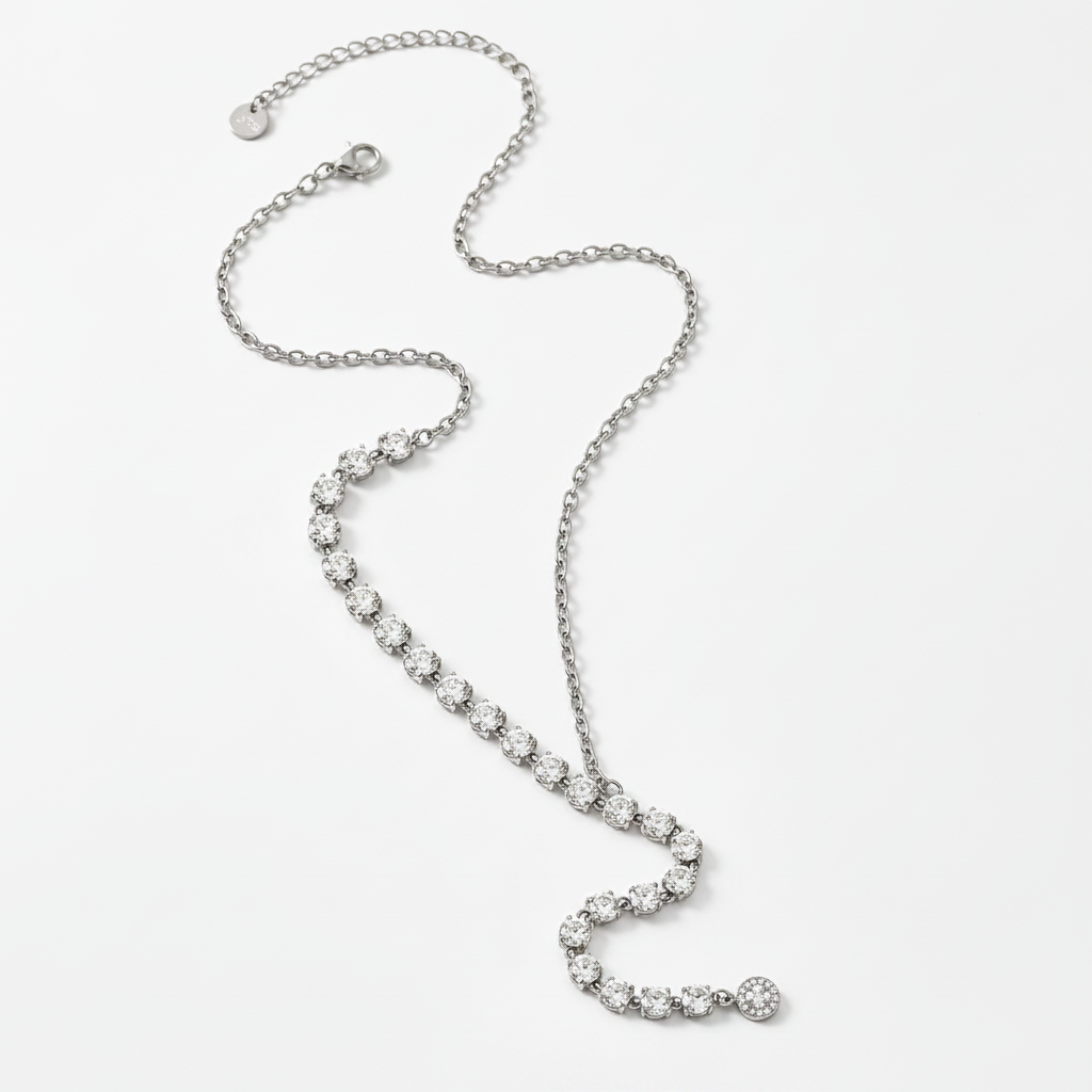 Zilveren Asymmetrische Zirkonia Ketting