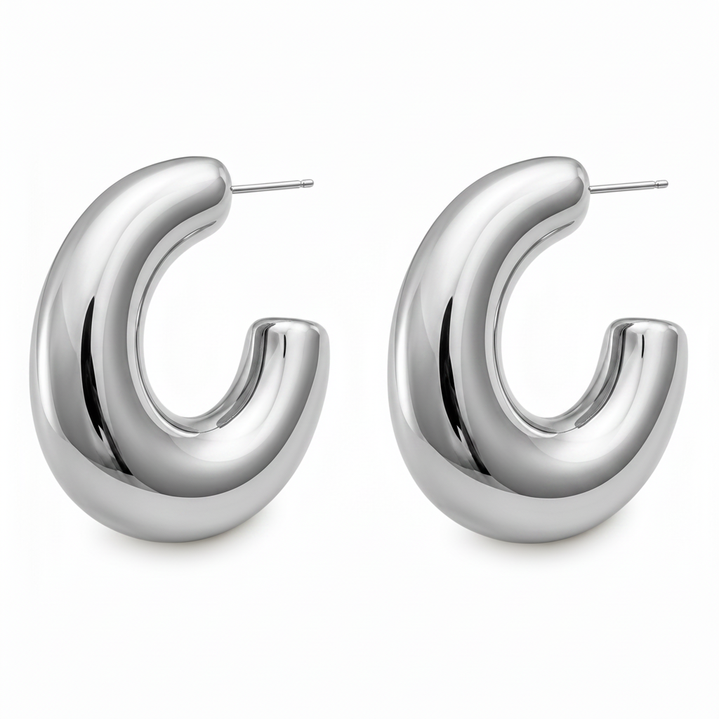 Zilveren chunky hoops